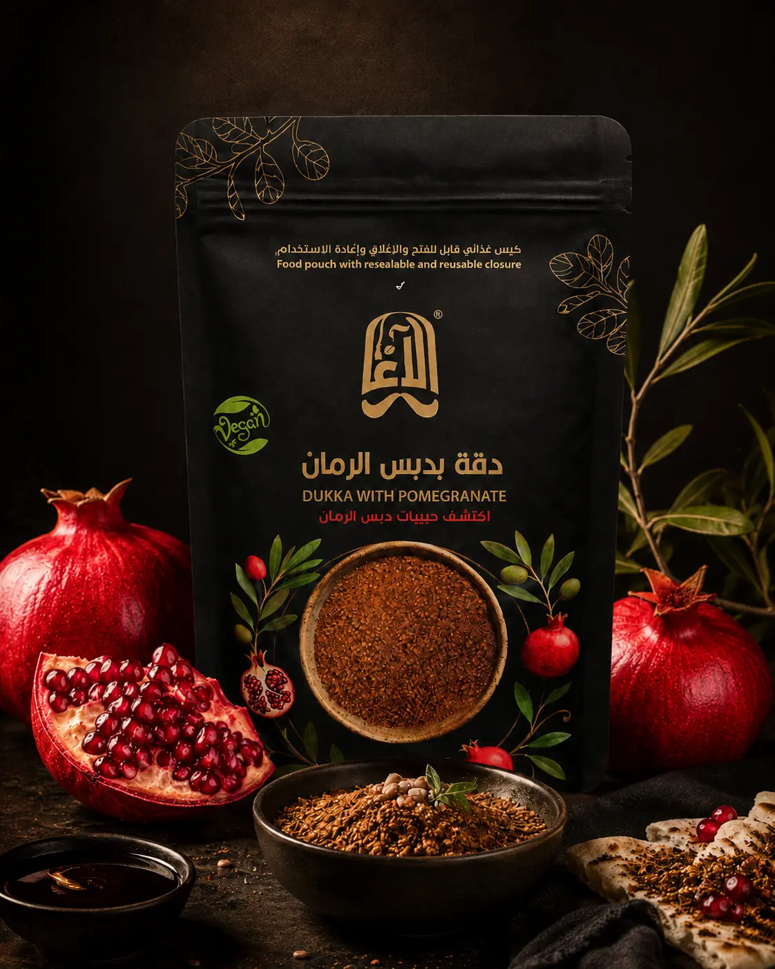 عبوة زعتر الآغا مع زيت الزيتون والزعتر الطازج